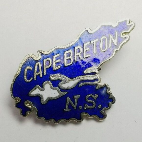 Vintage Cape Breton Nova Scotia Blue Enamel Brooch, Canada Travel Destination - Picture 1 of 7